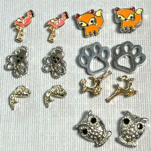 Lot Earrings Studs Animals Variety Fox Flamingo Fish Octopus Deer Paw Prints